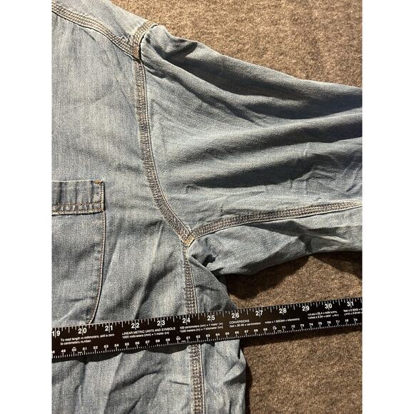 Wrangler Shirt Mens 2XL XXL Denim Riggs Button Up Western Blue Workwear - Picture 6 of 7